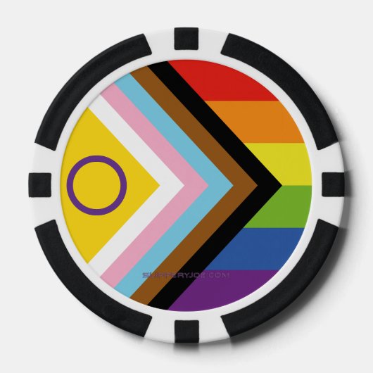SlipperyJoe Intersex Progress Pride Flag regenboog Poker Chips (Voorkant)