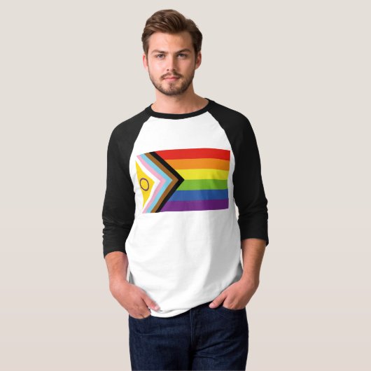 SlipperyJoe Intersex Progress Pride Flag regenboog T-shirt (Voorkant volledig)
