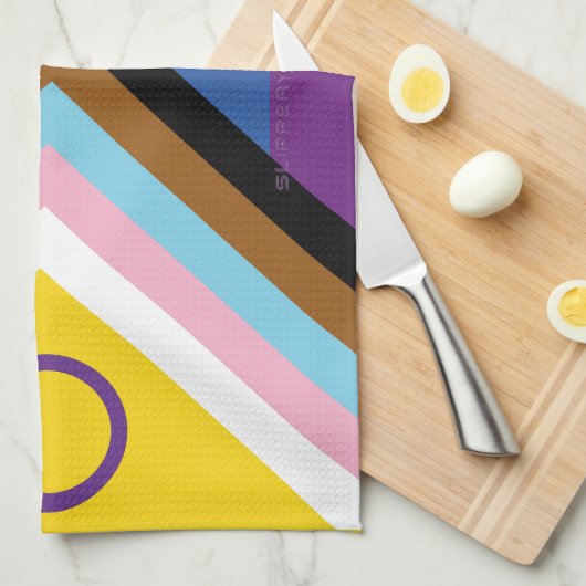 SlipperyJoe Intersex Progress Pride Flag regenboog Theedoek (Quarter Fold)