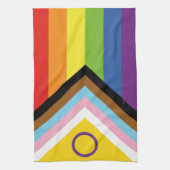 SlipperyJoe Intersex Progress Pride Flag regenboog Theedoek (Verticaal)