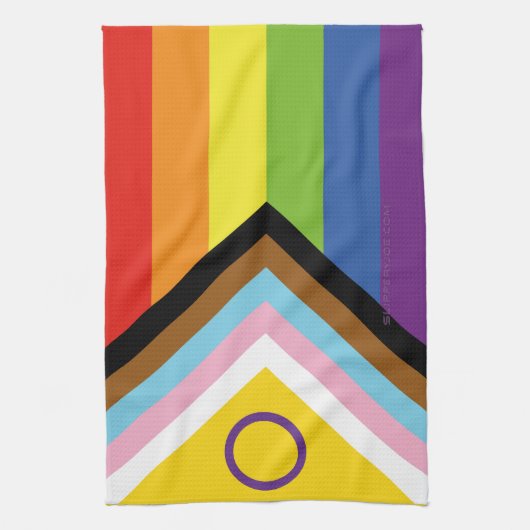 SlipperyJoe Intersex Progress Pride Flag regenboog Theedoek (Verticaal)