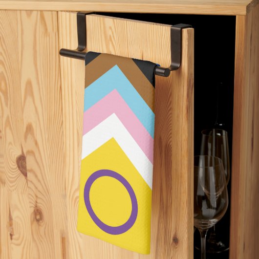 SlipperyJoe Intersex Progress Pride Flag regenboog Theedoek (Derde Gevouwen)