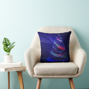 SlipperyJoe kerstboom digitaal doorschijnend rood Kussen