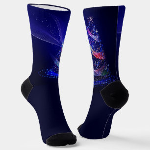 SlipperyJoe kerstboom digitaal doorschijnend rood Sokken