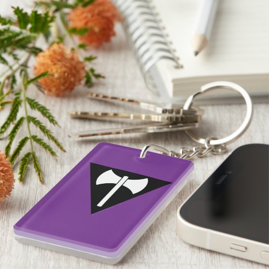 SlipperyJoe lesbische trots vlag krachtige homo fe Sleutelhanger (Voorkant Rechts)