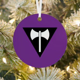 SlipperyJoe lesbische trotsvlag krachtig gay femin Metalen Ornament