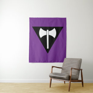 SlipperyJoe lesbische trotsvlag krachtig gay femin Wandkleed