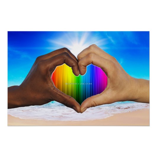 SlipperyJoe levendig regenboog verloop hart interr Perfect Poster (Voorkant)