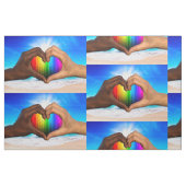 SlipperyJoe levendig regenboog verloop hart interr Stof (Fat Quarter)