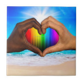 SlipperyJoe levendig regenboog verloop hart interr Tegeltje (Voorkant)