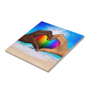 SlipperyJoe levendig regenboog verloop hart interr Tegeltje