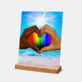 SlipperyJoe levendige regenbooggradiënt hart inter Acryl Bord (Hoek)