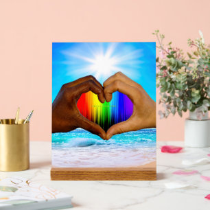 SlipperyJoe levendige regenbooggradiënt hart inter Acryl Bord