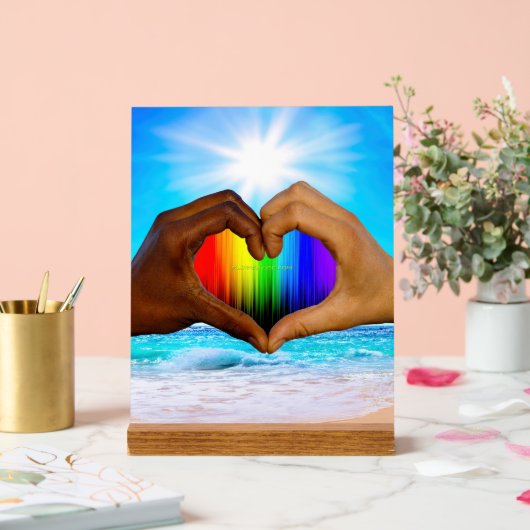 SlipperyJoe levendige regenbooggradiënt hart inter Acryl Bord (Huwelijk)