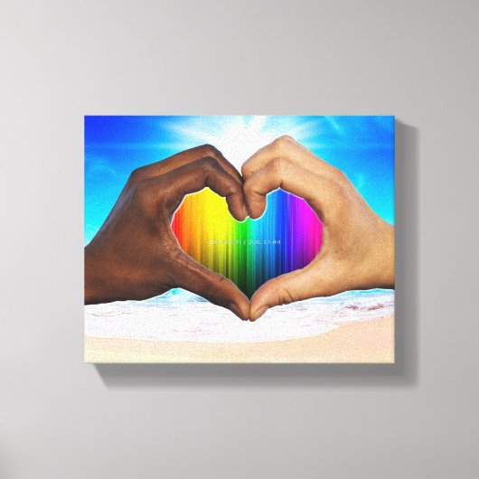 SlipperyJoe levendige regenbooggradiënt hart inter Canvas Afdruk (Voorkant)