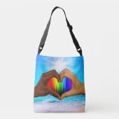 SlipperyJoe levendige regenbooggradiënt hart inter Crossbody Tas (Achterkant)