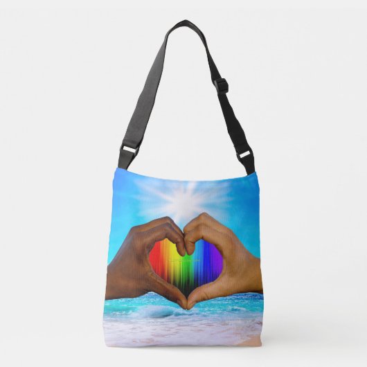 SlipperyJoe levendige regenbooggradiënt hart inter Crossbody Tas (Voorkant)