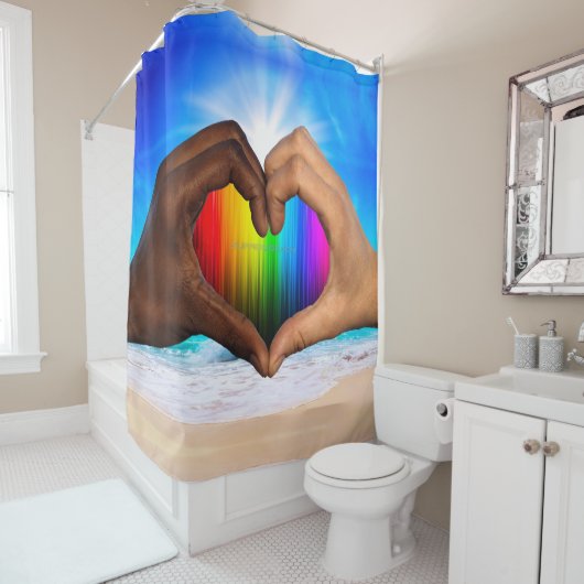 SlipperyJoe levendige regenbooggradiënt hart inter Douchegordijn (In situ)