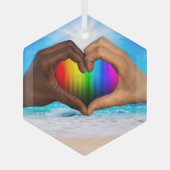 SlipperyJoe levendige regenbooggradiënt hart inter Glas Ornament (Voorkant)