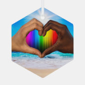 SlipperyJoe levendige regenbooggradiënt hart inter Glas Ornament (Achterkant)