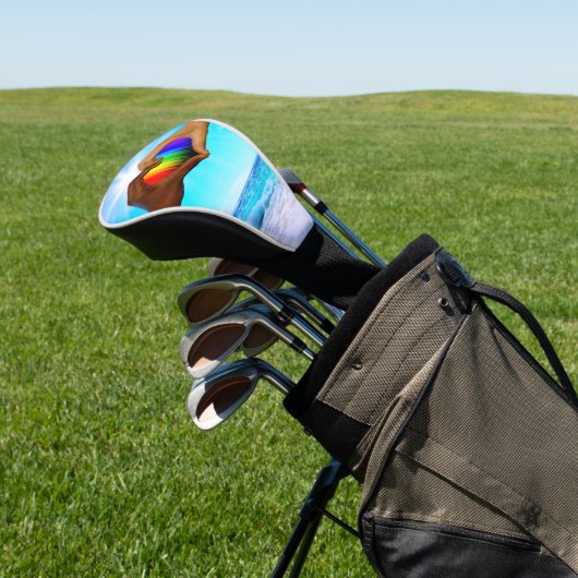 SlipperyJoe levendige regenbooggradiënt hart inter Golfheadcover (Insitu)