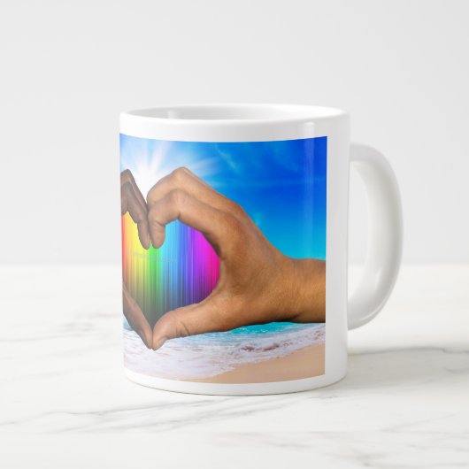 SlipperyJoe levendige regenbooggradiënt hart inter Grote Koffiekop (Voorkant rechts)