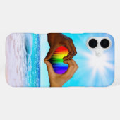 SlipperyJoe levendige regenbooggradiënt hart inter iPhone Hoesje (Achterkant horizontaal)