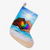 SlipperyJoe levendige regenbooggradiënt hart inter Kleine Kerstsok (Voorkant (Hangend))