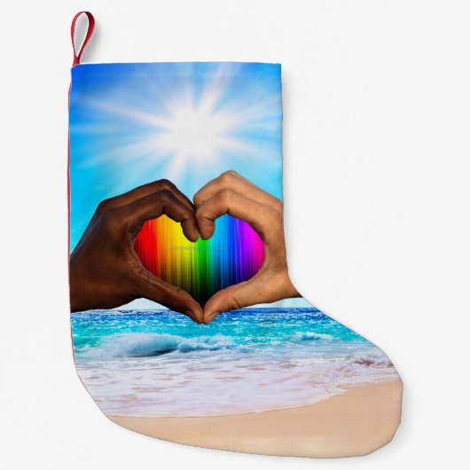 SlipperyJoe levendige regenbooggradiënt hart inter Kleine Kerstsok (Voorkant)