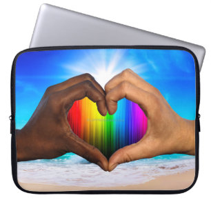 SlipperyJoe levendige regenbooggradiënt hart inter Laptop Sleeve