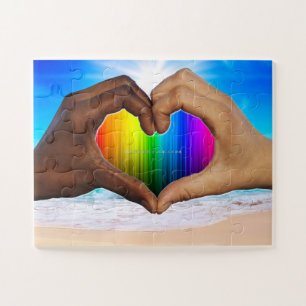 SlipperyJoe levendige regenbooggradiënt hart inter Legpuzzel