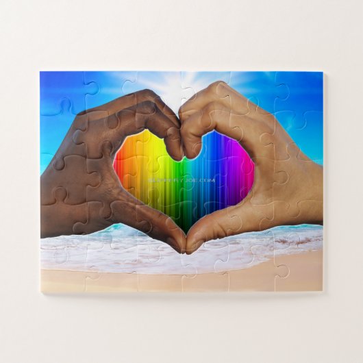 SlipperyJoe levendige regenbooggradiënt hart inter Legpuzzel (Horizontaal)