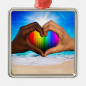 SlipperyJoe levendige regenbooggradiënt hart inter Metalen Ornament (Voorkant)
