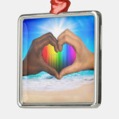 SlipperyJoe levendige regenbooggradiënt hart inter Metalen Ornament (Links)