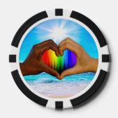 SlipperyJoe levendige regenbooggradiënt hart inter Poker Chips (Voorkant)