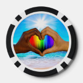 SlipperyJoe levendige regenbooggradiënt hart inter Poker Chips (Achterkant)