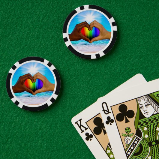 SlipperyJoe levendige regenbooggradiënt hart inter Poker Chips (Pokertafel (Dubbel))