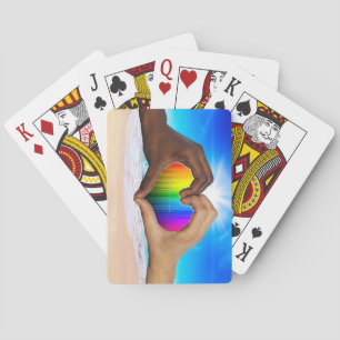 SlipperyJoe levendige regenbooggradiënt hart inter Pokerkaarten