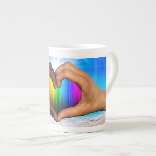 SlipperyJoe levendige regenbooggradiënt hart inter Porselein Kop (Voorkant rechts)
