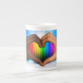 SlipperyJoe levendige regenbooggradiënt hart inter Porselein Kop (Voorkant)