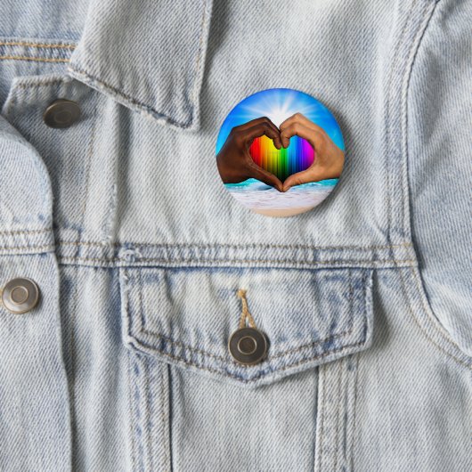 SlipperyJoe levendige regenbooggradiënt hart inter Ronde Button 5,7 Cm (In situ)