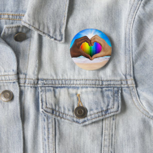 SlipperyJoe levendige regenbooggradiënt hart inter Ronde Button 5,7 Cm