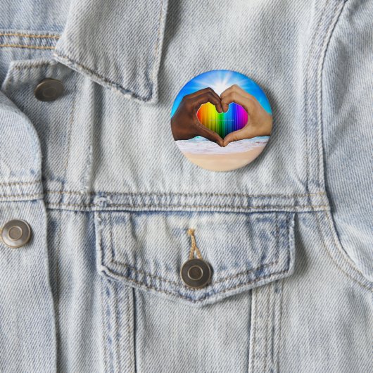 SlipperyJoe levendige regenbooggradiënt hart inter Ronde Button 5,7 Cm (In situ)