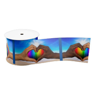 SlipperyJoe levendige regenbooggradiënt hart inter Satijnen Lint