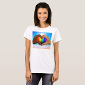 SlipperyJoe levendige regenbooggradiënt hart inter T-shirt (Voorkant volledig)