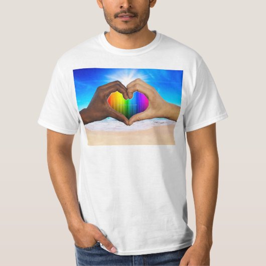 SlipperyJoe levendige regenbooggradiënt hart inter T-shirt (Voorkant)