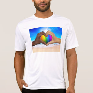 SlipperyJoe levendige regenbooggradiënt hart inter T-shirt