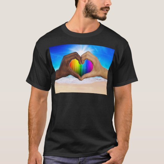 SlipperyJoe levendige regenbooggradiënt hart inter T-shirt (Voorkant)