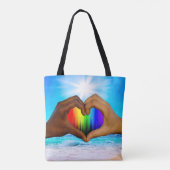 SlipperyJoe levendige regenbooggradiënt hart inter Tote Bag (Achterkant)