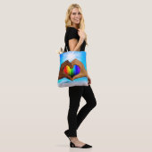 SlipperyJoe levendige regenbooggradiënt hart inter Tote Bag (Op model)